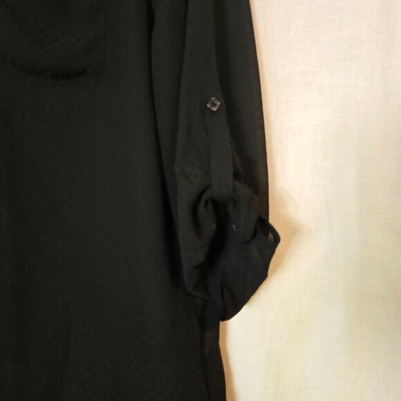 Maurices blouse womens Medium Black Semi-sheer roll-tab sleeves pullover - Picture 6 of 7